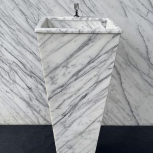 White Italian Statuario marble wash basins